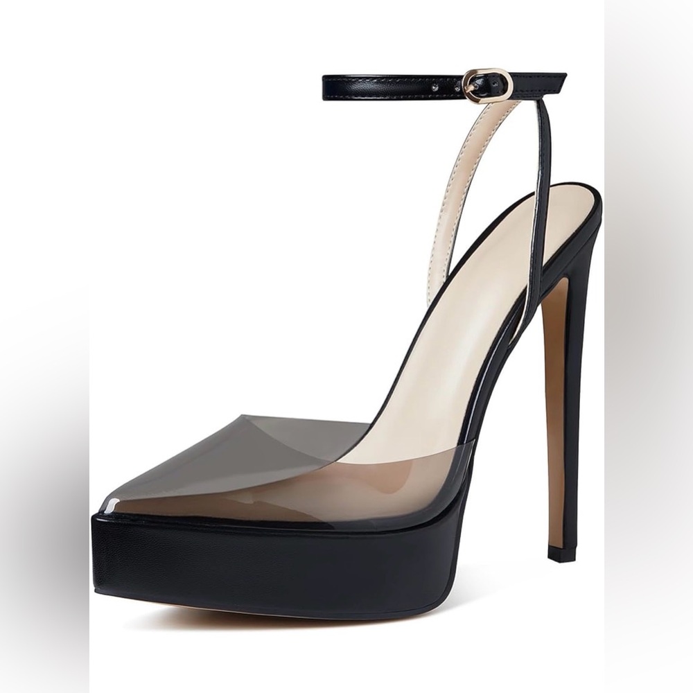 NEW • Clear Platform Ankle-Strap Stiletto
